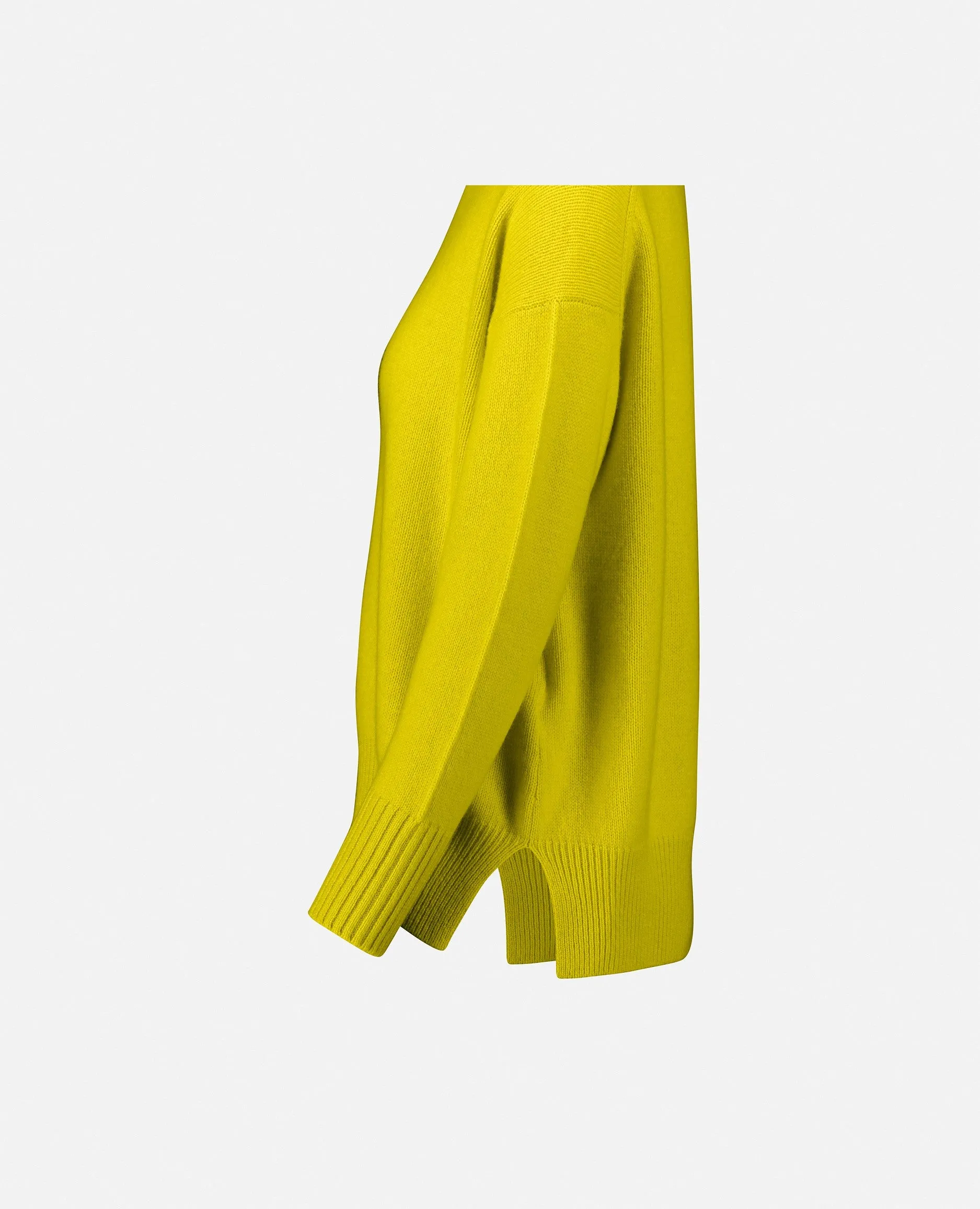 Rundhals Pullover aus Cashmere in Gelb