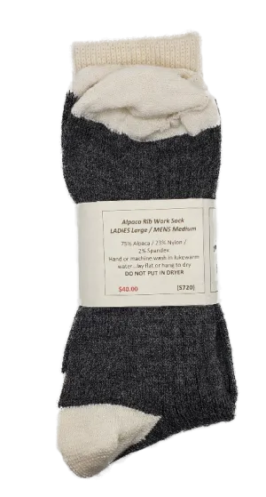 S720 Alpaca Rib Traditional Sock Ladies Large / Mens Medium