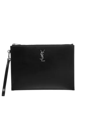 Saint Laurent Logo Plaque Zipped Clutch Bag I-PAD HOLDER