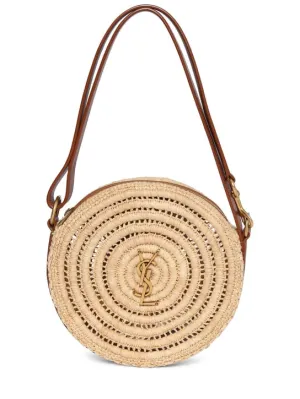 Saint Laurent   Round raffia shoulder bag 