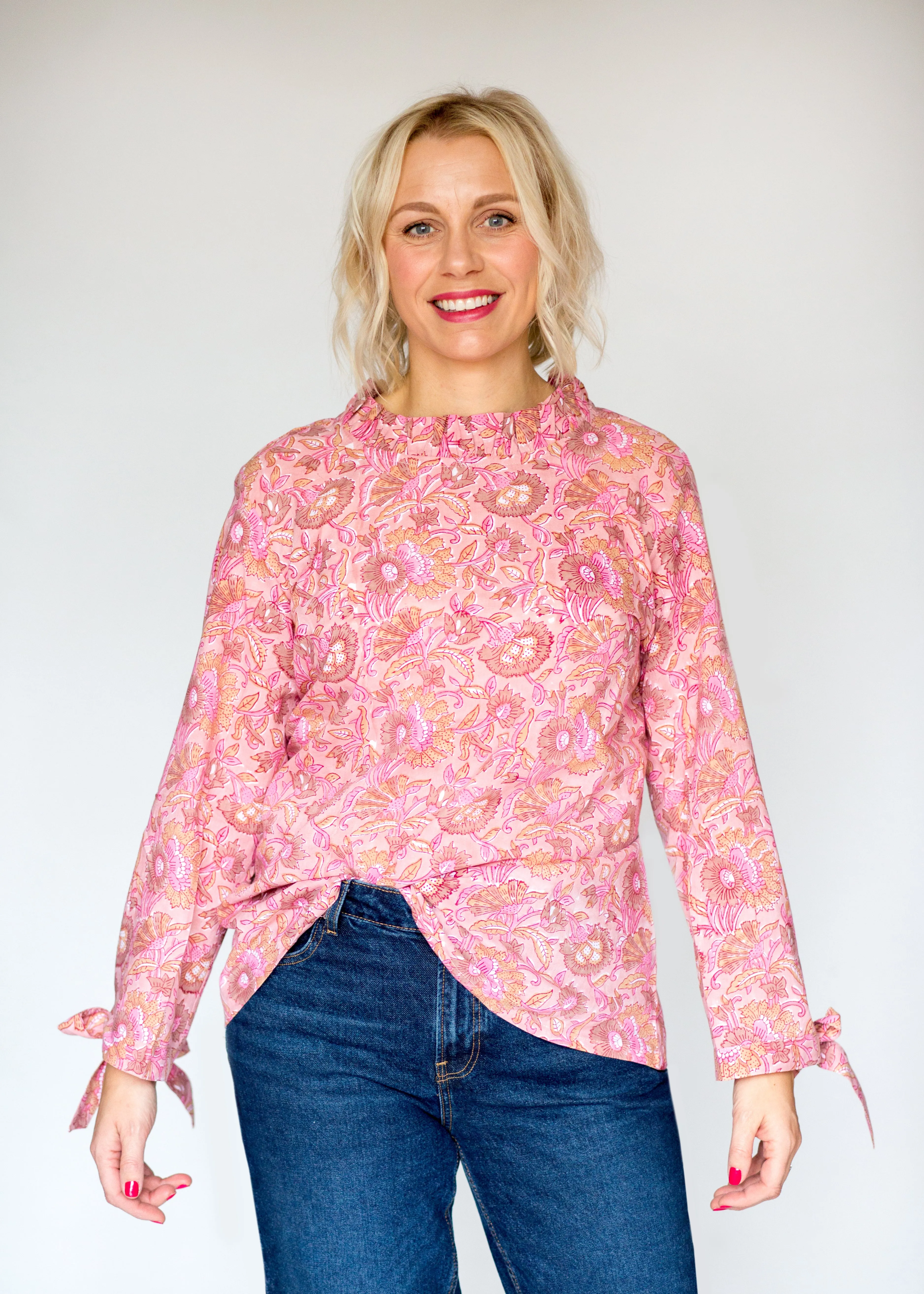 SALE Bow Collar Blouse - Soft Pink