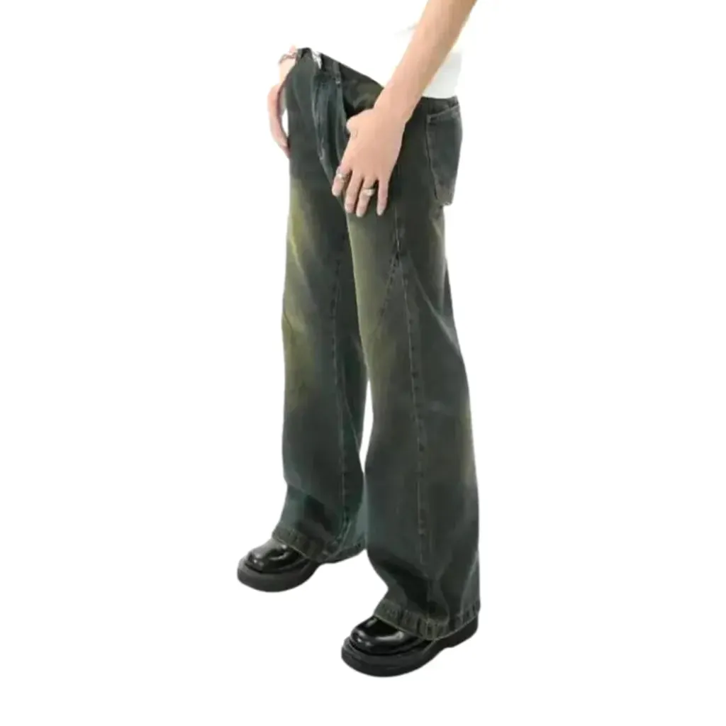 Sanded over dyed straight fit men's jeans