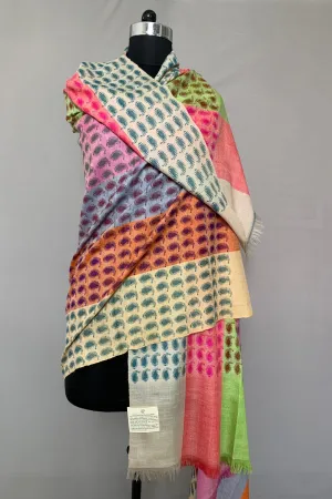 Sapphire Paisley Rainbow Coloured Pashmina Shawl