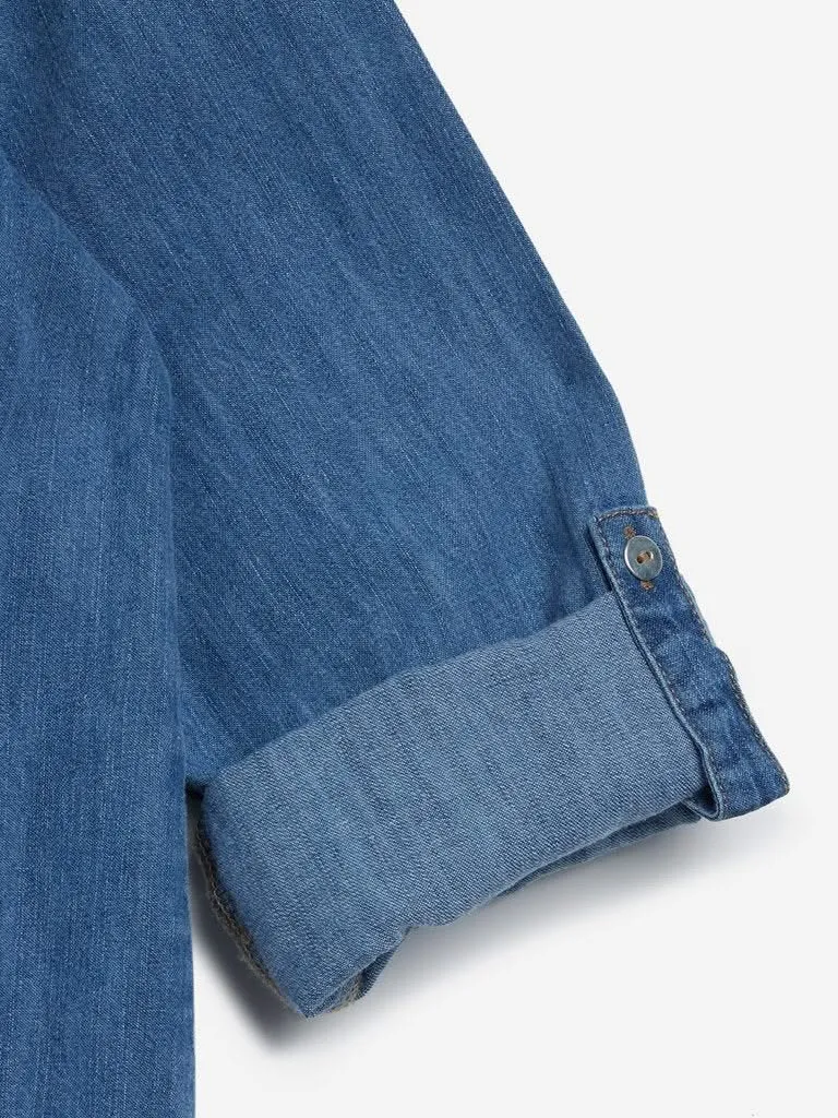 Sassy Soda Curves Blue Denim Casual Shirt