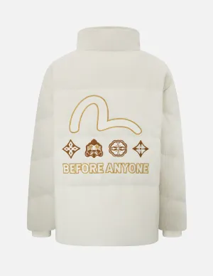 Seagull Appliqué Corduroy Down Jacket