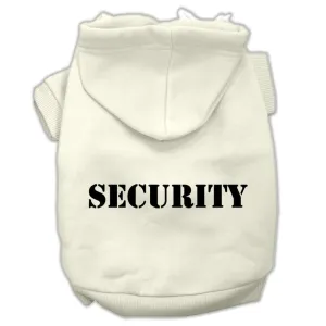 Security Screen Print Pet Hoodies Cream Size W- Black Size Text Sm (10)