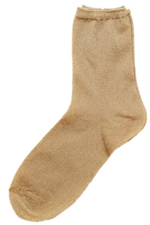 Semi-Sheer Glitter Socks Gold