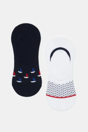 Senior Boys Black And White Invisible Socks Set (Pack Of 2)
