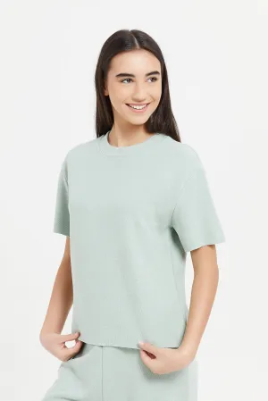 Senior Girls Green Plain T-Shirt
