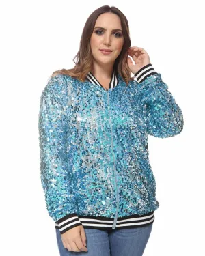 Sequin Bomber Jacket | Blue