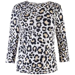 Shaped Knit Tee in Neutral Leopard