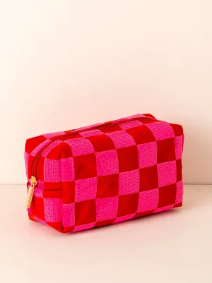 Shiraleah Cara Check Pattern Cosmetic Pouch | Red