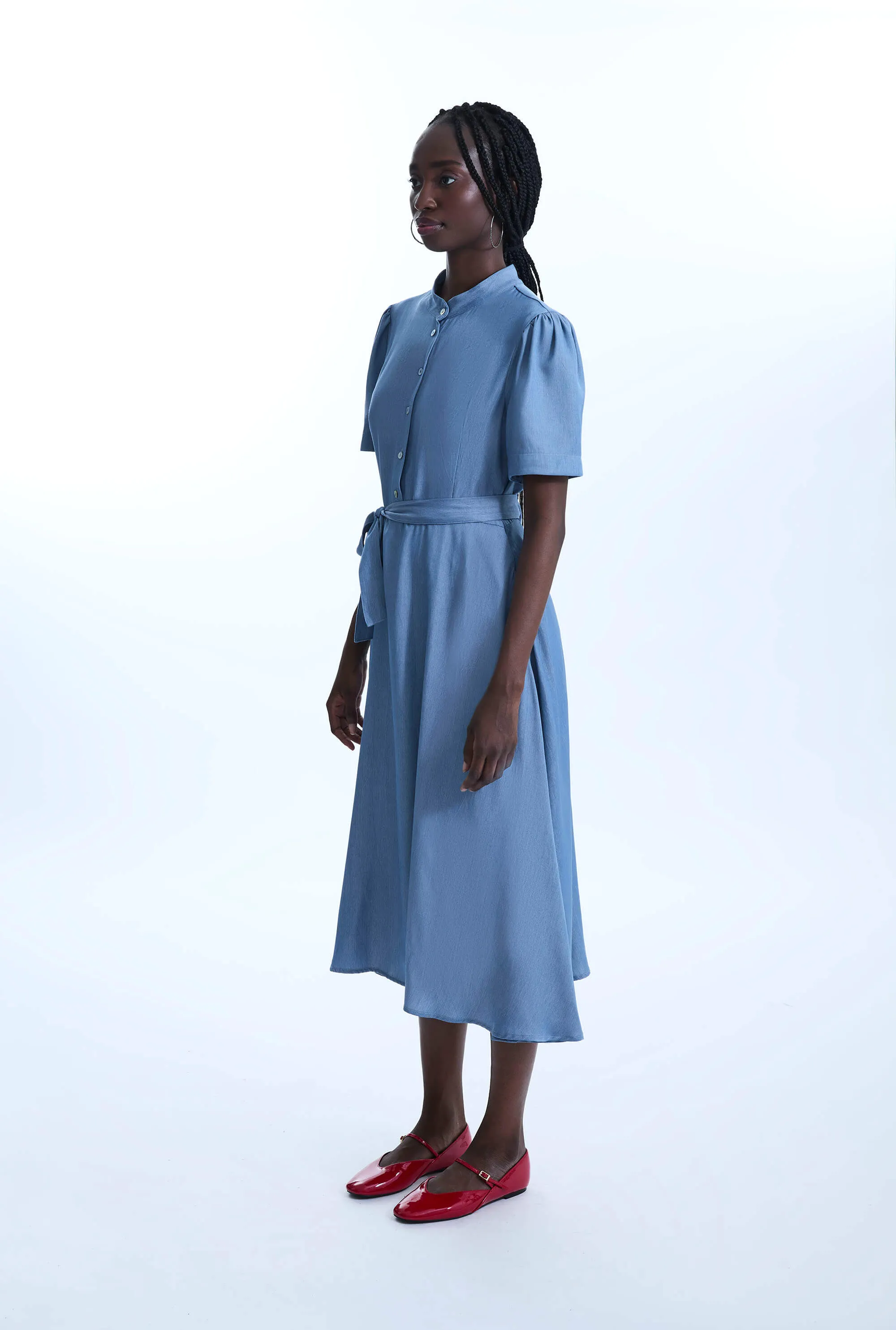 Short Sleeve Day Dress Blue