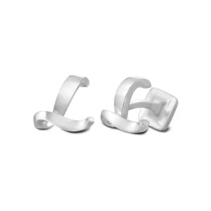 Signature Sterling Silver Cuff Link in Mist Finish (Letter L)