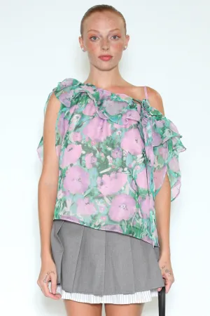 Silk Prints Off Shoulder Floral Top