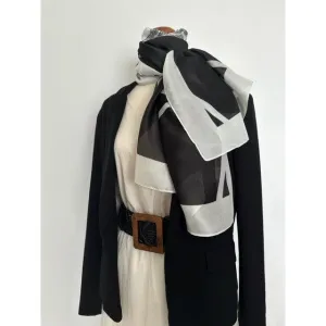 Silk Shawl - Black & Cream Chanel