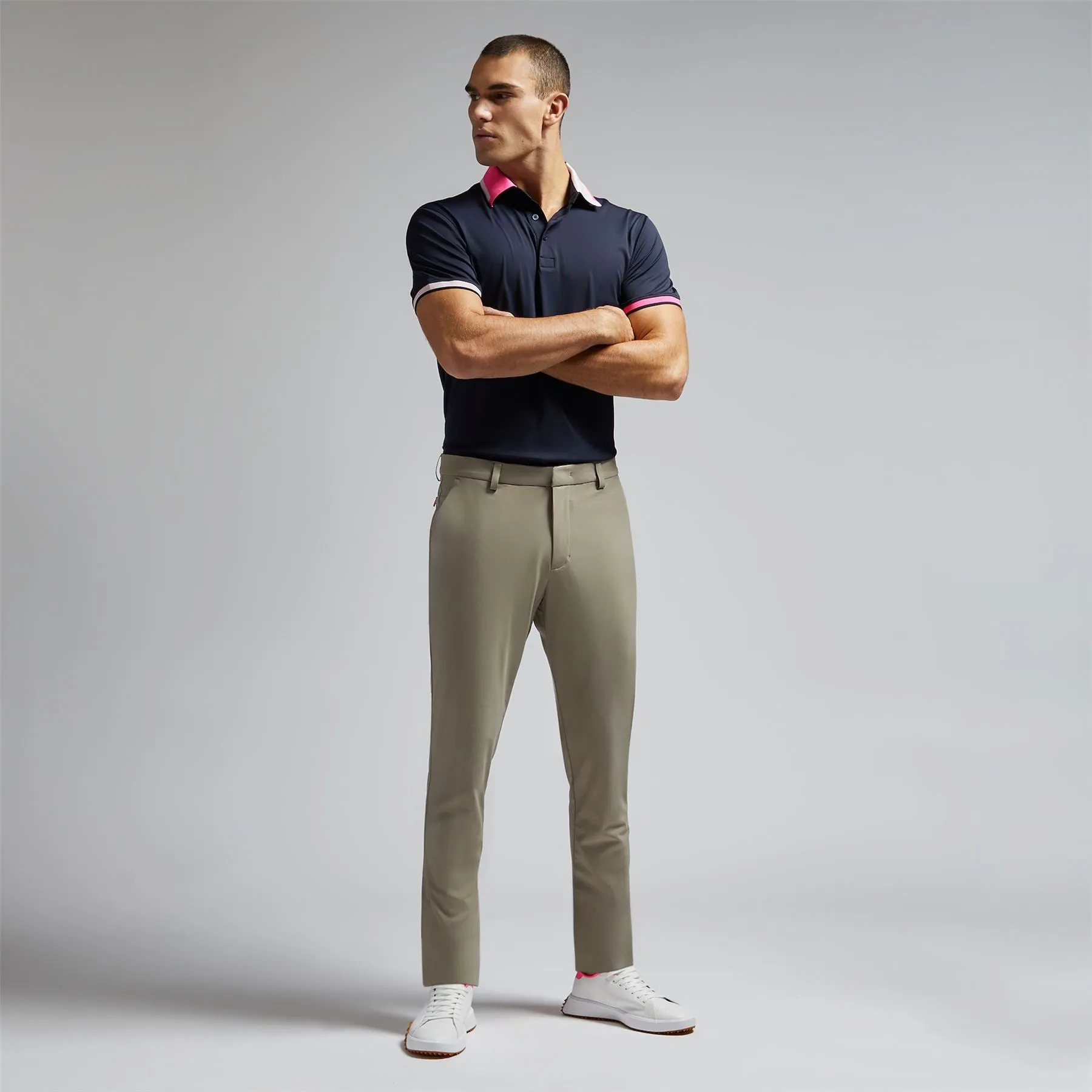 Silky Pique Contrast Banded Sleeve Polo Twilight - AW24