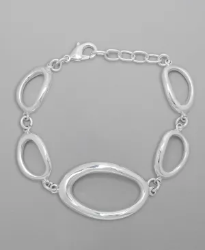 Silver Plated Wide Oval Link Chain Bracelet