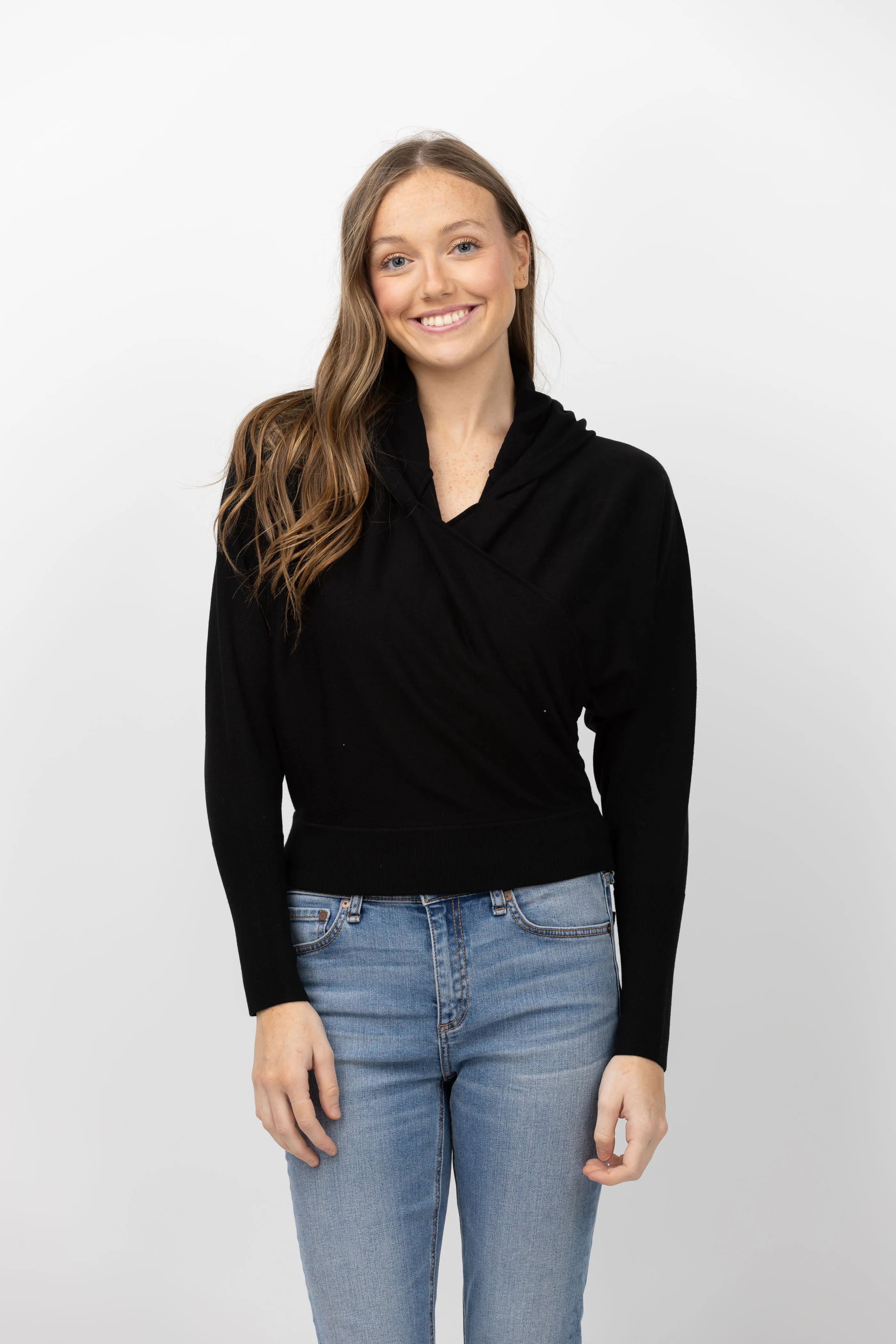 Simkhai Riley Wrap Hoodie in Black
