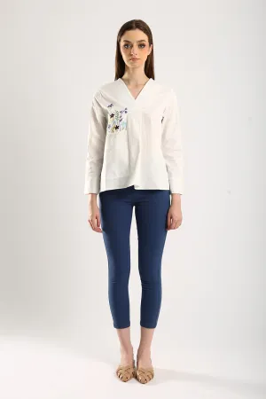 Simple Spirit Stretchable Cotton Pants in Denim Blue