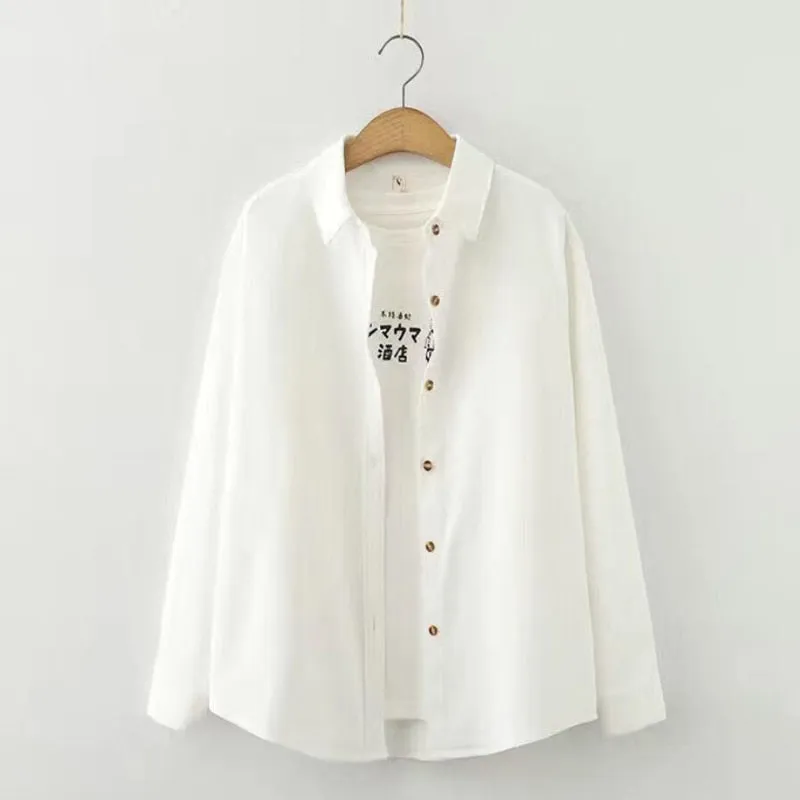 Simple Women Shirt Long Sleeve Loose Tops Office Lady Casual Pink White Blue Long Sleeve Blouses Fashion Clothing