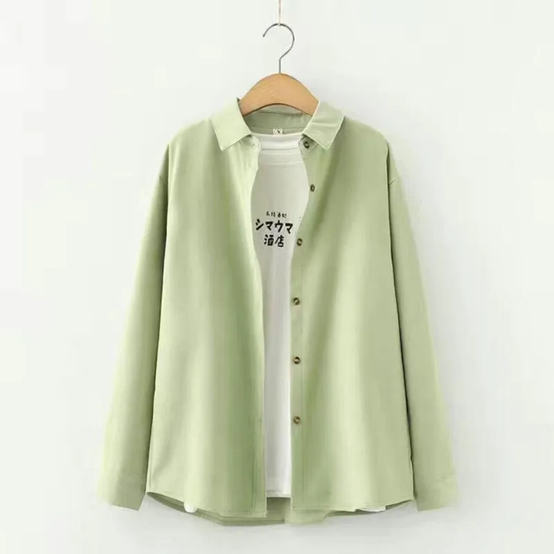 Simple Women Shirt Long Sleeve Loose Tops Office Lady Casual Pink White Blue Long Sleeve Blouses Fashion Clothing