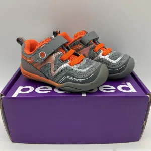 Size 4-4.5: Pediped FORCE/GRAY ORANGE Velcro SNEAKERS Vegan Shoes NEW