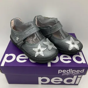 Size 5.5: Pediped Grip-n-Go Starlight/ PEWTER Mary Jane Velcro Shoes NEW