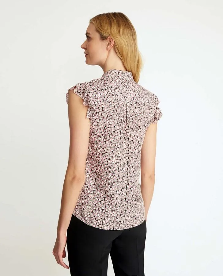 Sleeveless Ditsy Pintuck Blouse
