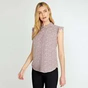 Sleeveless Ditsy Pintuck Blouse