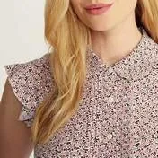 Sleeveless Ditsy Pintuck Blouse