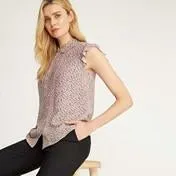 Sleeveless Ditsy Pintuck Blouse