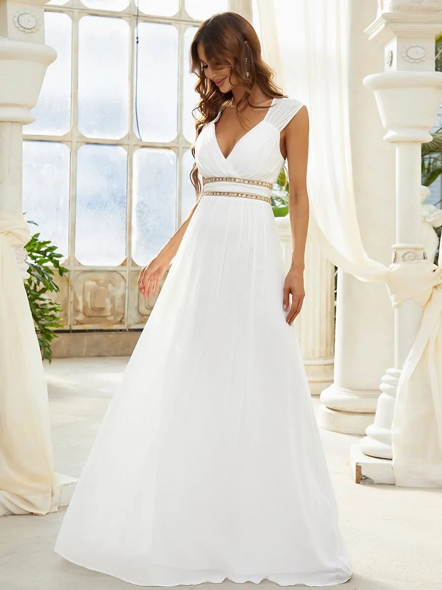 Sleeveless Grecian Style Casual Wedding Dress