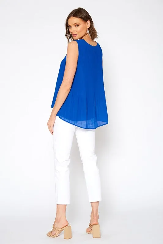 Sleeveless Tank Blouse - Cobalt