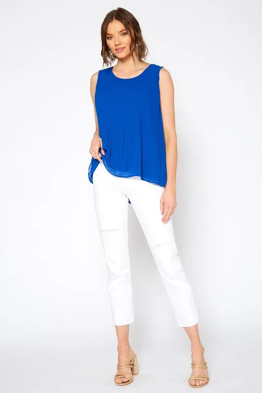 Sleeveless Tank Blouse - Cobalt