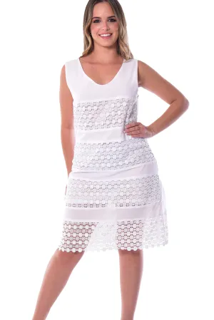 Sleeveless V-neck Dress w/Lace Detail by Azucar - LRPD1580
