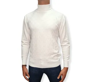 [Slim Fit] Men High Collar (Turtleneck) Pullover AE (triangle shapes) - White