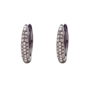 SMALL DIAMOND HUGGIE EARRING, BR STERLING SILVER