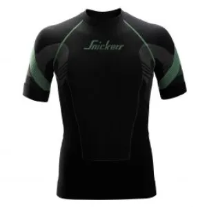 Snickers&#x20;9426&#x20;FlexiWork,&#x20;Seamless&#x20;s&#x2F;s&#x20;Shirt&#x20;-&#x20;Black&#x2F;Grey