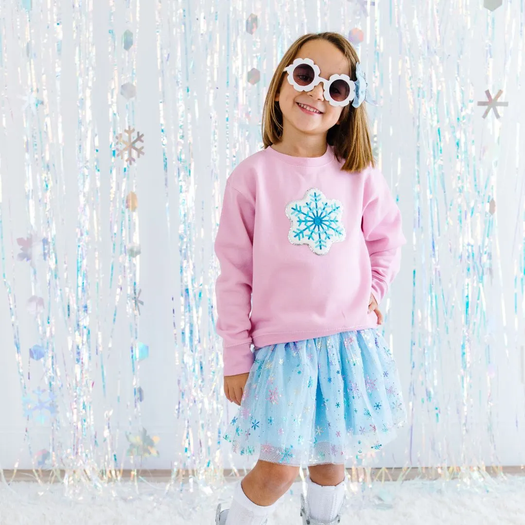 Snowflake Patch Sweatshirt - Pink