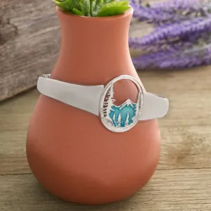 Snowy Forest Mountain Oversized Cuff Bracelet