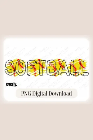 Softball Bubble Letters PNG Sublimation Digital Download Design