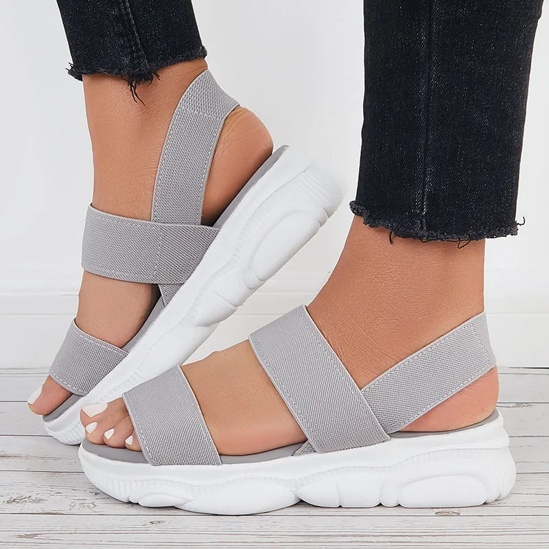 Sohiwoo Women Open Toe Soft Sole Platform Sandals Knit Sport Sandals