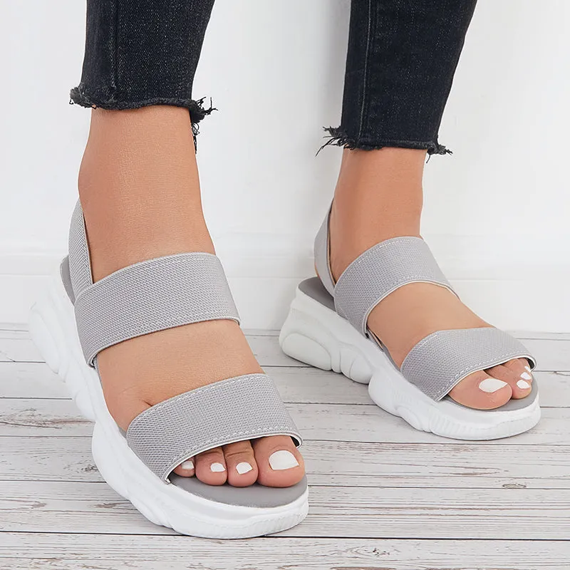 Sohiwoo Women Open Toe Soft Sole Platform Sandals Knit Sport Sandals