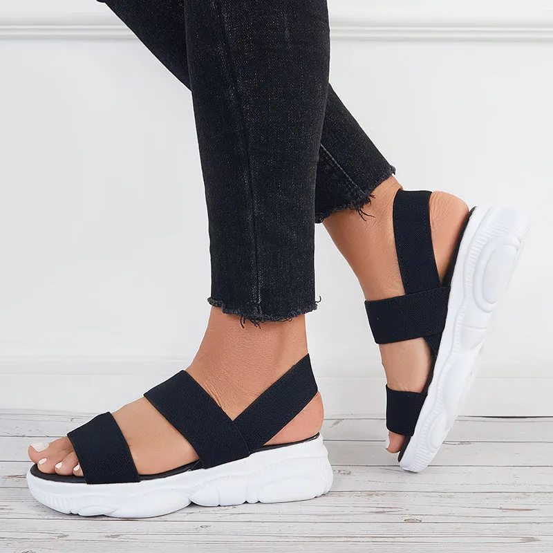 Sohiwoo Women Open Toe Soft Sole Platform Sandals Knit Sport Sandals