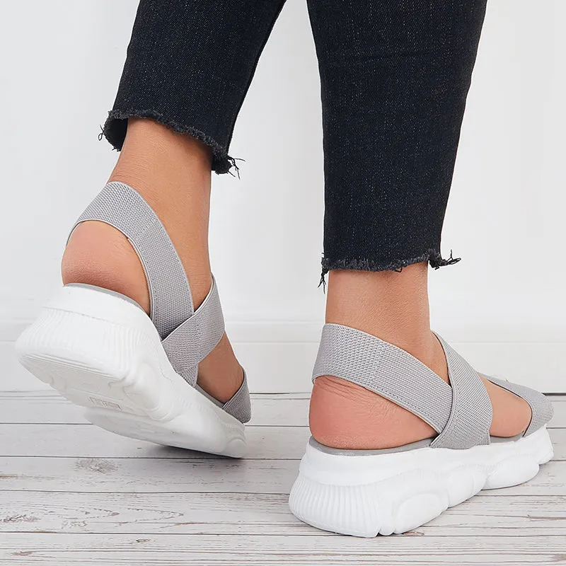 Sohiwoo Women Open Toe Soft Sole Platform Sandals Knit Sport Sandals