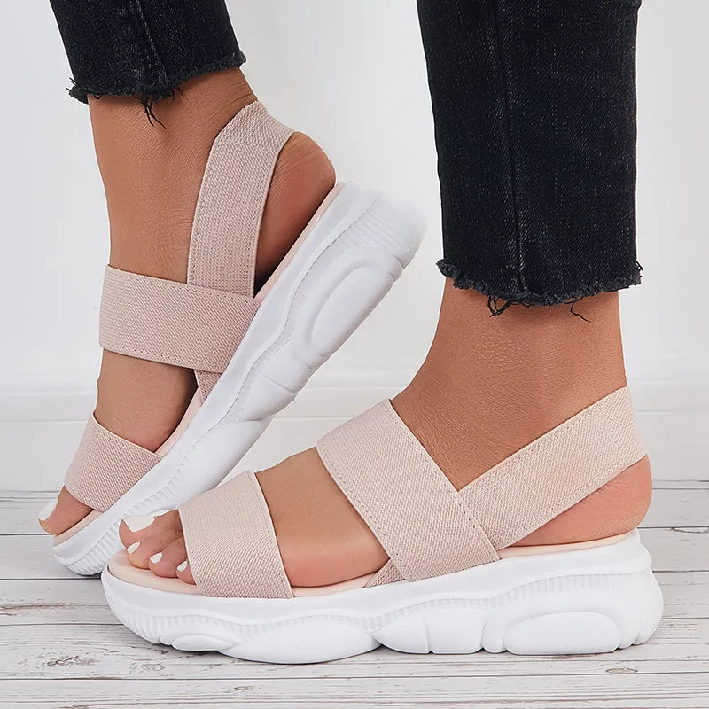 Sohiwoo Women Open Toe Soft Sole Platform Sandals Knit Sport Sandals