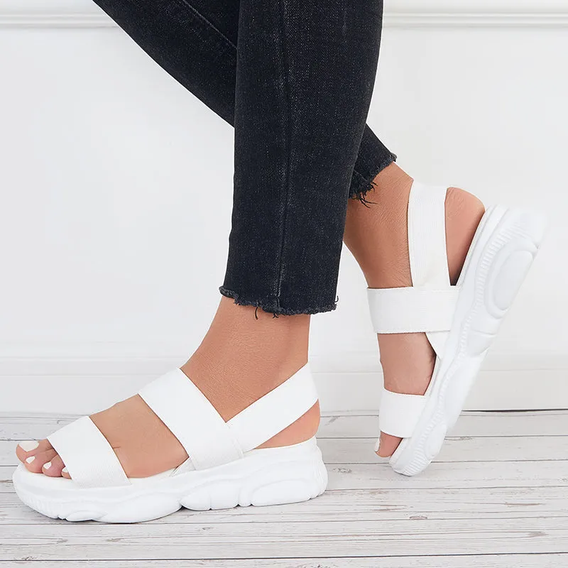Sohiwoo Women Open Toe Soft Sole Platform Sandals Knit Sport Sandals