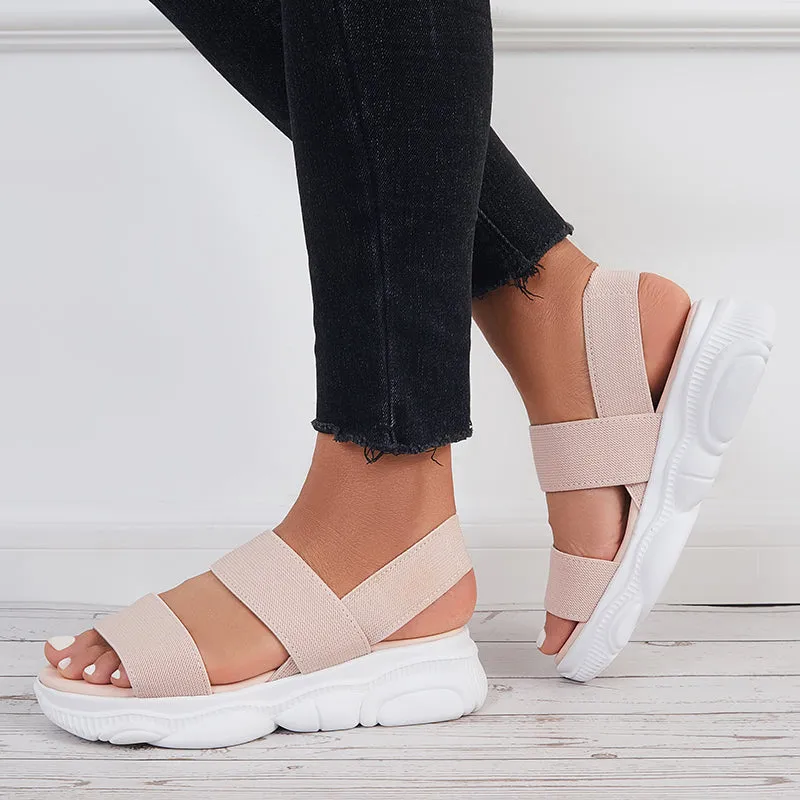 Sohiwoo Women Open Toe Soft Sole Platform Sandals Knit Sport Sandals