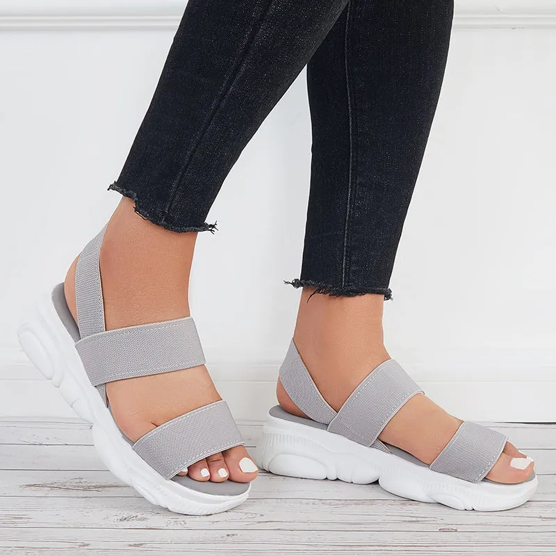 Sohiwoo Women Open Toe Soft Sole Platform Sandals Knit Sport Sandals